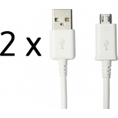 2 stuks Originele Oplaadkabel Micro-USB Wit 1M voor Samsung