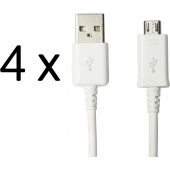 4 stuks Originele Oplaadkabel Micro-USB Wit 1M voor Samsung